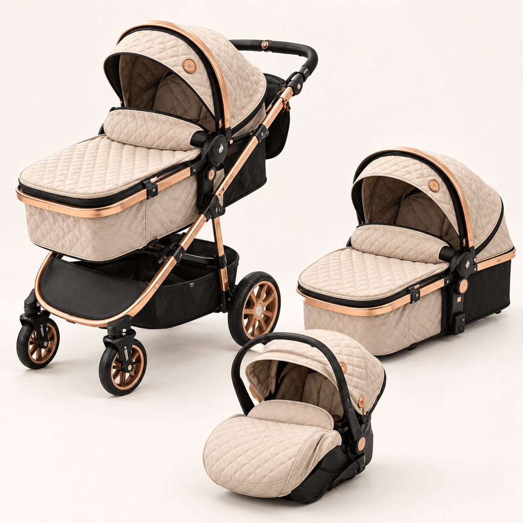 Componentes del coche de bebé 3 en 1 beige