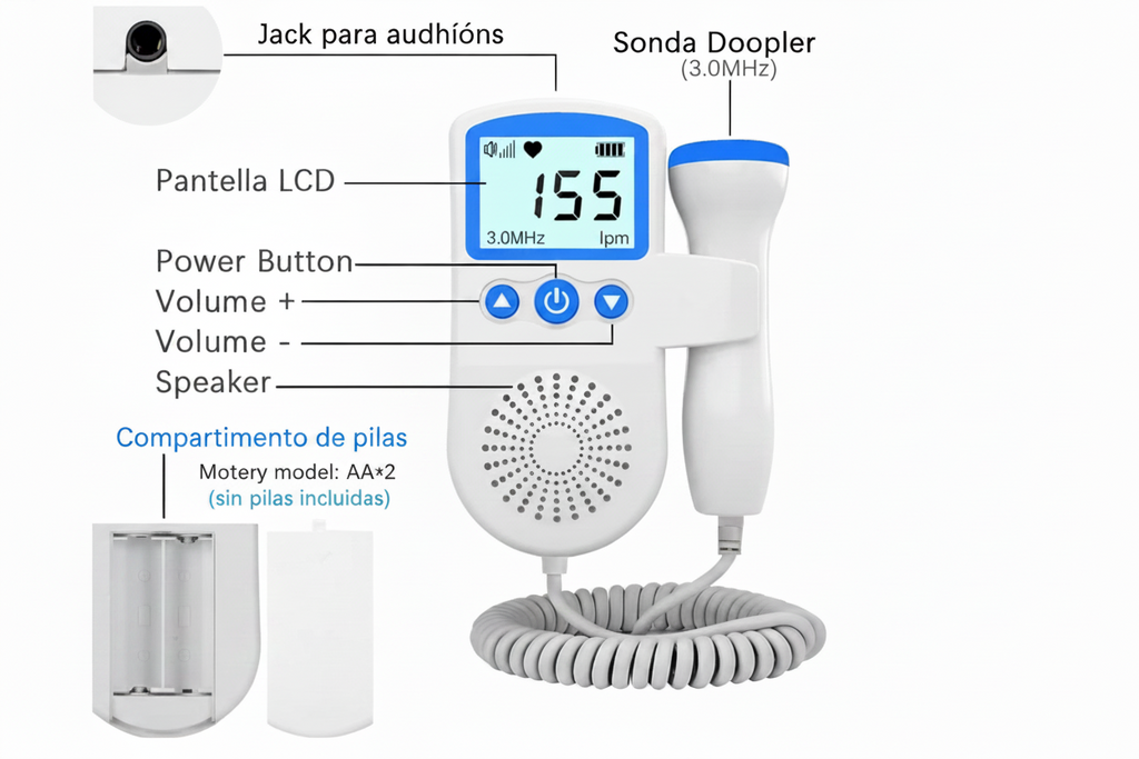 Monitor Fetal Doppler Ultrasonido | Escucha el Corazón de tu Bebé