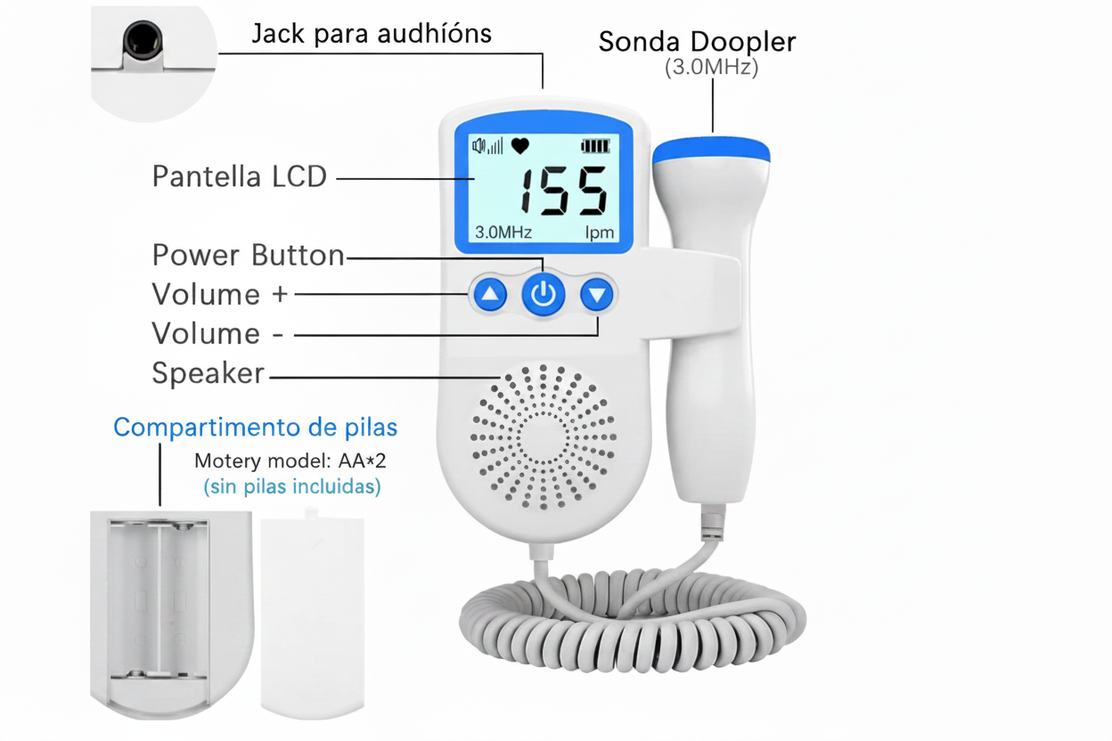 Monitor Fetal Doppler Ultrasonido | Escucha el Corazón de tu Bebé