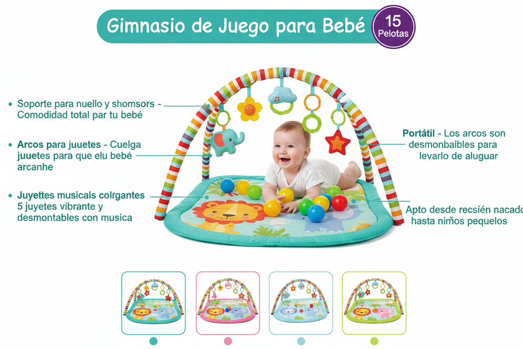 Centro de Actividades Bebé con Colchoneta | Gimnasio Sensorial con Pelotas y Juguetes