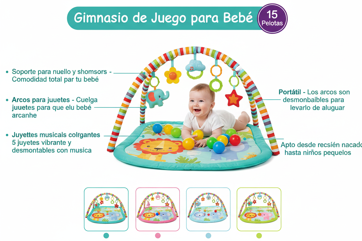 Centro de Actividades Bebé con Colchoneta | Gimnasio Sensorial con Pelotas y Juguetes