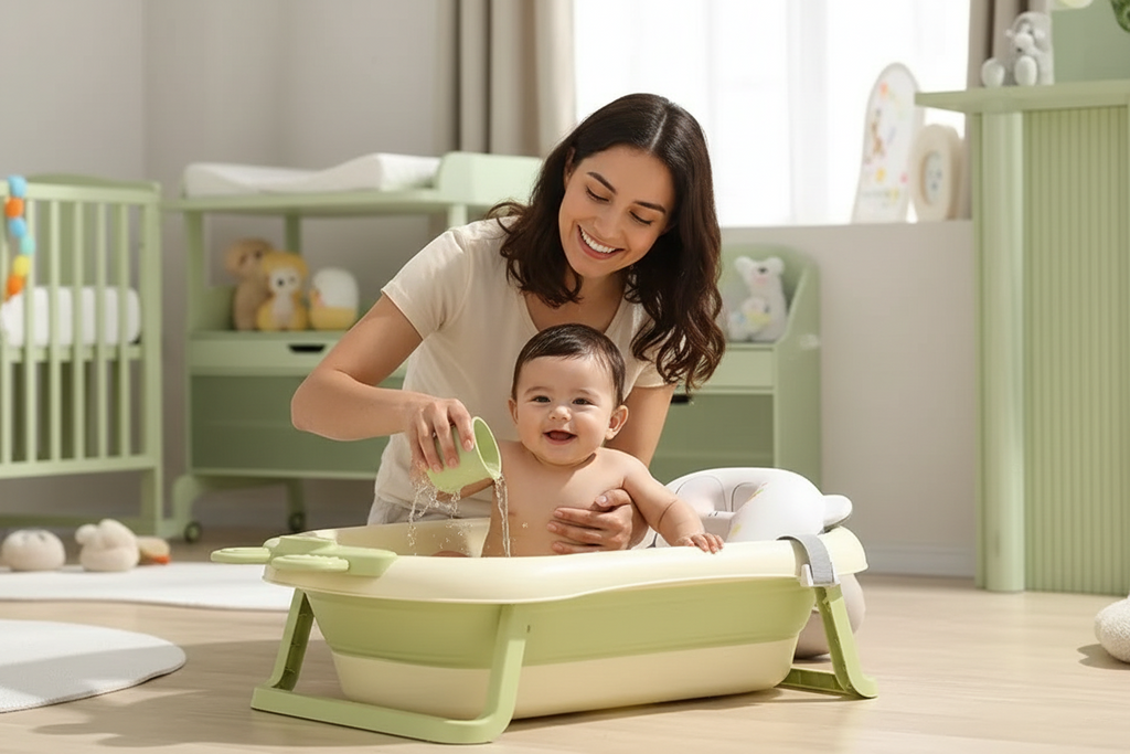 Combo Bañera Plegable con Almohadilla y Ducha Eléctrica | CRIELA BABY™