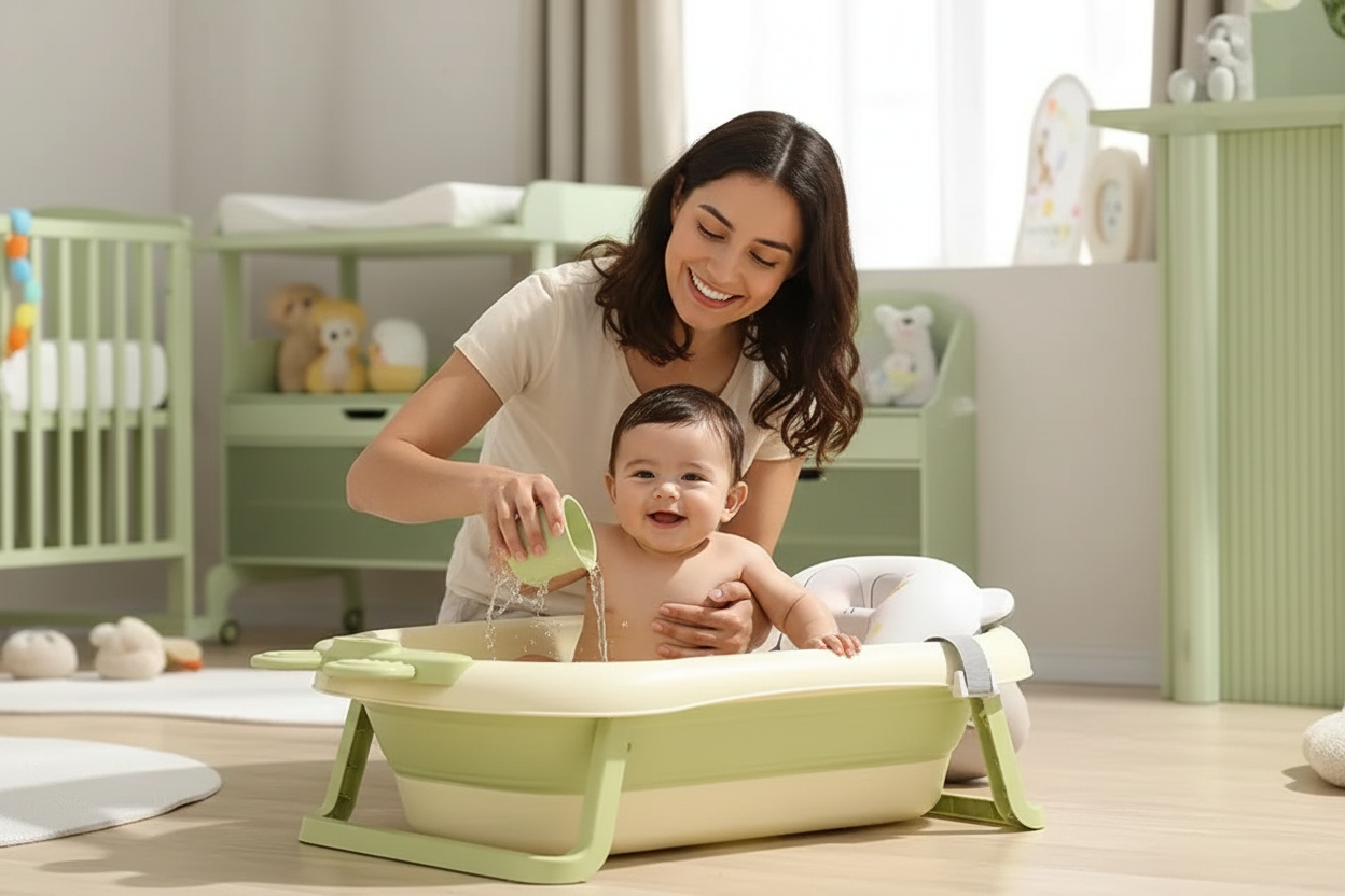 Combo Bañera Plegable con Almohadilla y Ducha Eléctrica | CRIELA BABY™