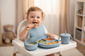 Set Vajilla Bebé Silicona 6 Piezas | Plato + Bowl + Babero + Vaso + Cubiertos