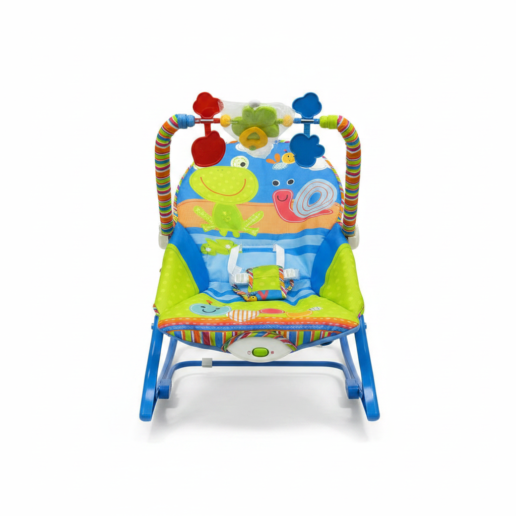 Silla Mecedora Convertible para Bebé | Vibración, Música y Barra de Juguetes