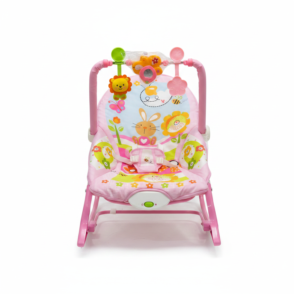 Silla Mecedora Convertible para Bebé | Vibración, Música y Barra de Juguetes